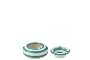 J-Line asbak Granada Stripes - keramiek - wit/aqua - small