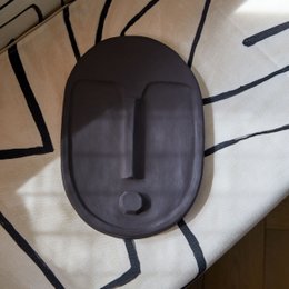 Abstract Ceramic Wall Decoration Mask - Anthracite Grey