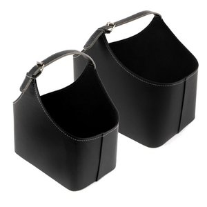 SET OF 2 BLACK SYNTHETIC LEATHER MAGAZINE RACKS HH22212811