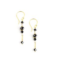 18K gold plated dangle earrings with black Austrian crystals