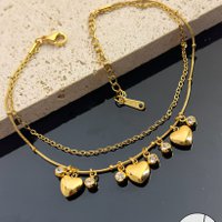 Double dual -tower ankle chain - stainless steel and rhinestones