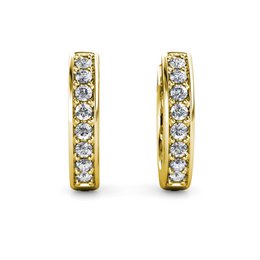 Boucles d'oreilles Circle Hoop - Doré et Cristal