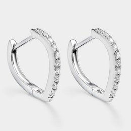  Silver earrings with white zircons drop, statement earrings with a row of sparkling zircons.