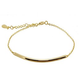 A delicate gold-tone or silver-tone curved bar bracelet with a minimalist, elegant design.