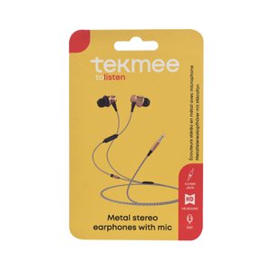 Wired Stereo In-Ear Headphones with Microphone, Metal Earphones, Optimal Sound Quality, 3.5mm Jack