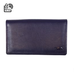 Billetero Mujer RFID En Piel De Vaqueta - Billetero Mujer Grande Antidesnatado Con Doble Solapa