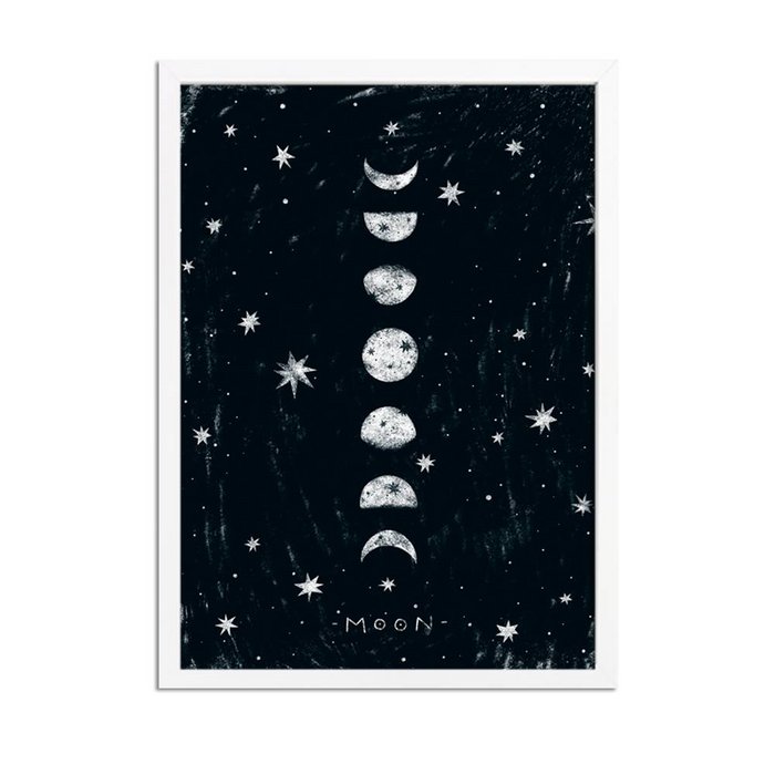 Kinderkamer poster Maan - Planeten serie - Zwart wit