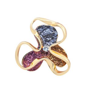 Magnetic Enamel Brooch with Rhinestone