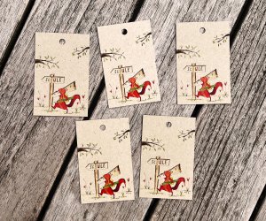 5 x cadeau -tags voor scholing | Sweet Squirrel | 5 Set op graspapier | 85 x 55 cm