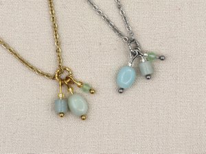 ketting Tiga amazoniet, zilver of goud roestvrijstaal