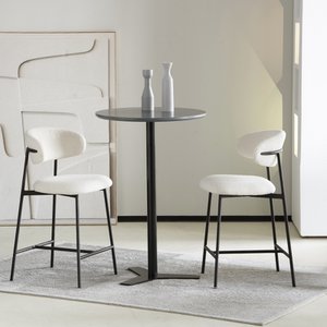 Zahra Bar Stool [Set van 2] [Wit] [Boucle Fabric] [65 cm]