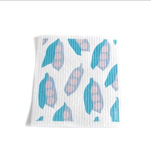 Swedish dish cloth Pea pods blue