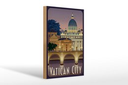  Wooden wall sign Vatican City architecture travel poster decorative vintage style