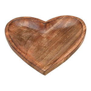 Decoratieve hartschaal van mangohout van bruin hout (B/H/D) 26x3x26cm