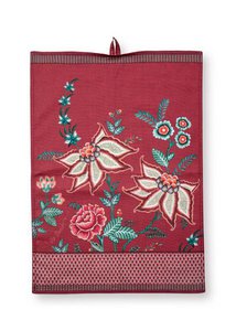 Tea Towel Flower Festival Dark Pink 50x70cm