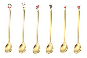 Goldener Weihnachtsdessert Löffel 14 cm Set von 6 Teilen Isabelle Rose