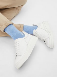 Organic socks retro style - light blue tennis socks with embroidered logo