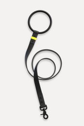 Adjustable black dog leash with yellow accent, available in multiple colors including black, royal blue, olive, red, coral, and aqua.