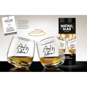 2tlg. Set Wackelglas Auf's Leben! klar H. 8,5 cm, VE 3