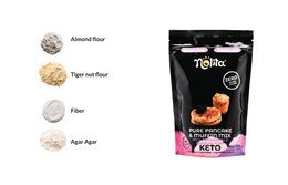 Keto-friendly pancake and muffin mix with almond flour, inulin fiber, and apple fiber for a low-carb, high-fiber baking mix.