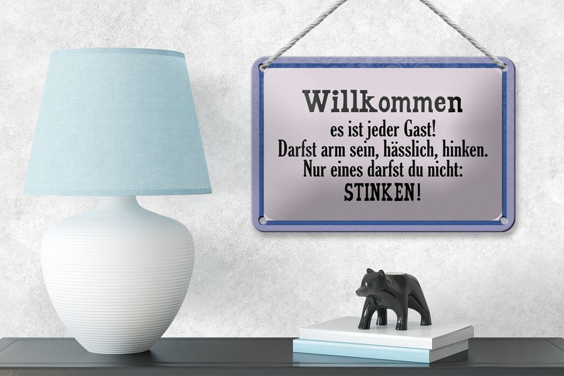 Tin sign saying 18x12cm Welcome it is every guest decoration