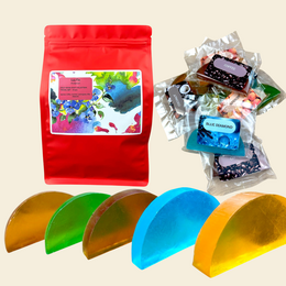  Glycerin soap set, colorful bars, apricot coffee coconut lemongrass scents, green red packaging