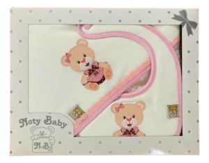 Babybadhanddoek en slabbetje met capuchon