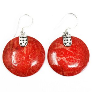 SEar-08 - Coral Style 925 Silver Earring - Disc Disc Décor