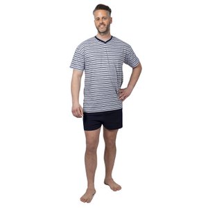 Men's Pyjama Set - Short Sleeve - Grey/Navy