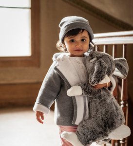 Hooded coat mottled grey, made from 100% finest merino wool