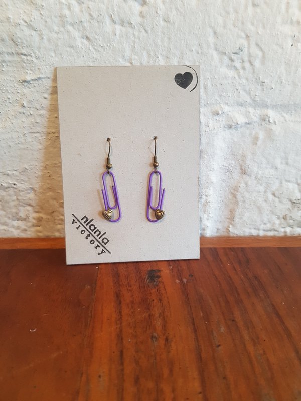 Purple Personalised Paperclip Earrings | by lovedbynlanla