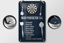 Tin sign saying 12x18cm my perfect day darts games decoration