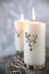 EDZARD set van 3 kandelaars elanden kandelaar, vernikkeld aluminium, hoogte 6 cm