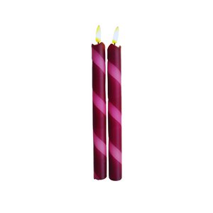 Noorderlichtjes Led kaars Zuurstok Roze/Burgundy