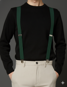 "X" elastic strap with clips 35mm French manufacturing YBREUNI-VERT-SAPIN