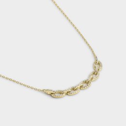  Gold necklace with white zircons, elegant and stylish jewelry piece.