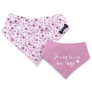 Omkeerbare bandana "la vie en rose" liberty/roze