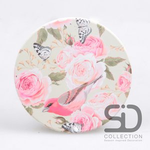 Untersetzer um Vogel- und Schmetterlinge rosa 10x10x0,7 cm