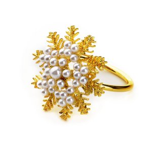 ADRIANNE Goldfarbener Schneeflocken-Serviettenhalter, 4,5 cm x 4 cm x 5 cm hoch