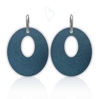 Leren oorbellen 'Loops', Designer Donkerblauw