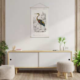 Tekstilplakat med lædersnor - Illustration Reiger D'Orbigny 65x45 cm - vægdug