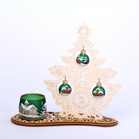 Tannenbaum Set mit Windlicht und Weihnachtskugeln