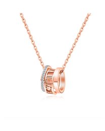 A rose gold necklace with three interlocking rings, a classic and elegant charm necklace.