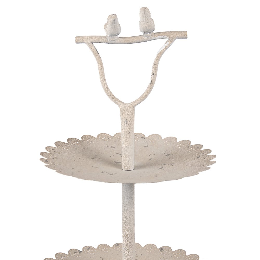 Etagère 2 laags Ø 32x51 cm Beige Metaal Vogels