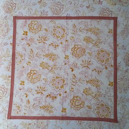 Serviette 'Blume' Rosa/Ocker