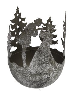 Windlicht Weihnachtsbaum / Paar Metall Ameise Silberfarbe