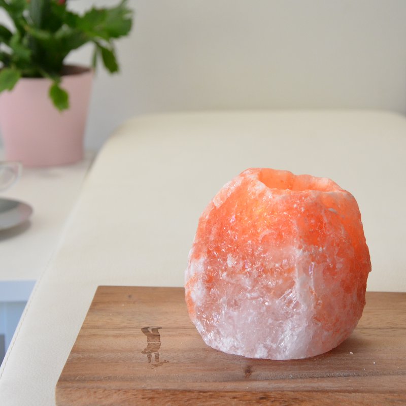 Bougeoir en Cristal de Sel d'Himalaya - Rock 1kg - Sculpté à la Main - Forme Naturelle - Idée Cadeau