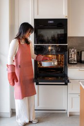  Sleeveless halter neck apron, terracotta red, 69x85 cm, kitchen cooking apron with pockets