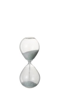 J-Line zandloper Parels - glas - wit - medium