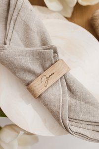 Monogrammed Ash Wood Napkin Ring, Stylish Oval Table Accessory, Perfect Custom Wedding or Holiday Gift, Wedding Favor, Christmas Party Decor